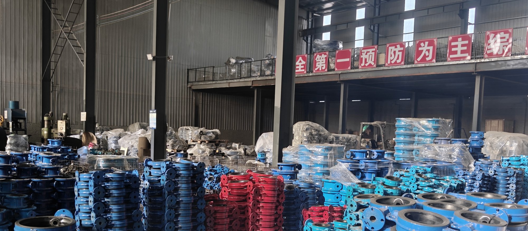 Stacked wafer butterfly valves in the assembly hall